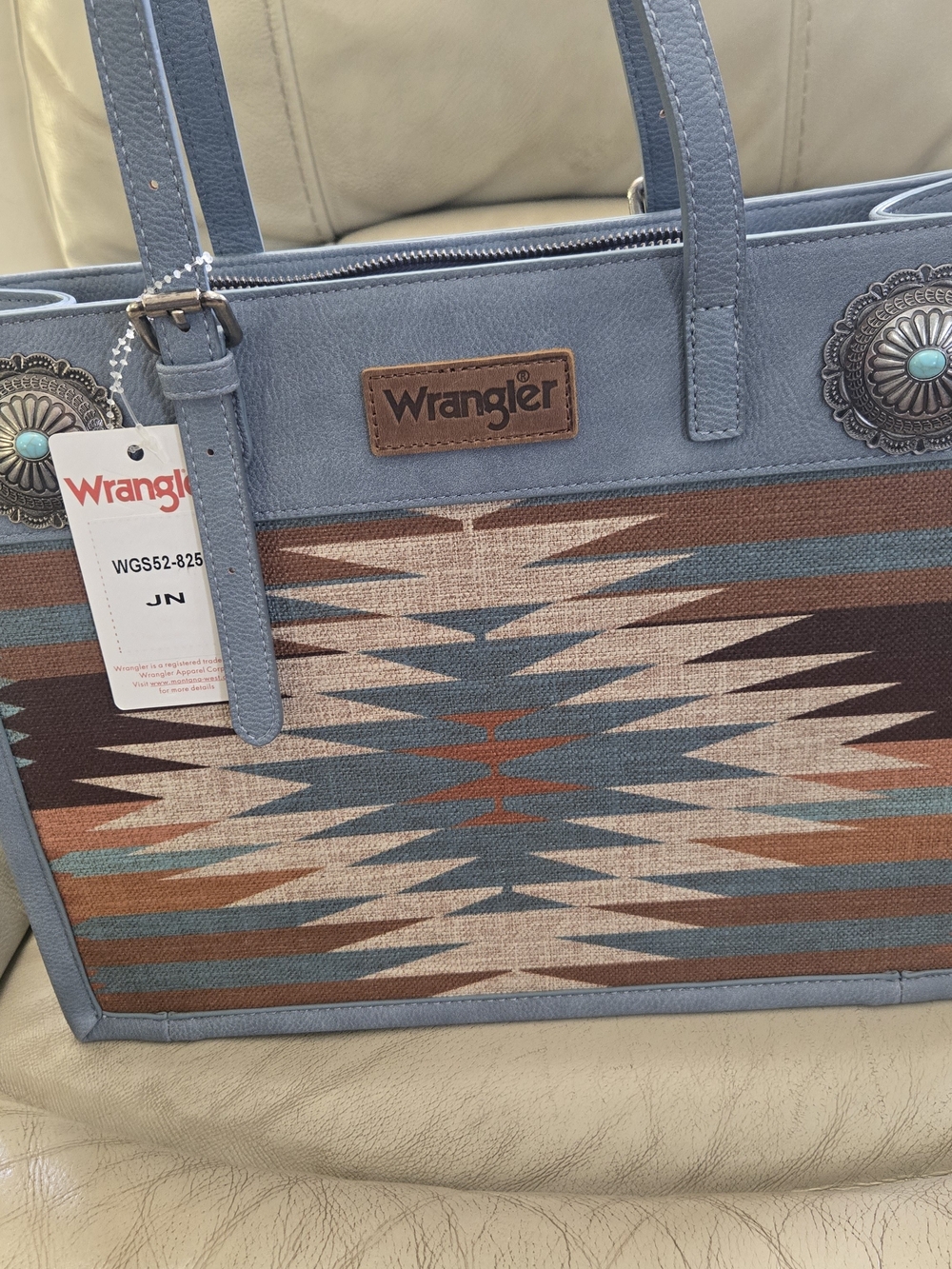 Wrangler Blue And Brown Tote Bag